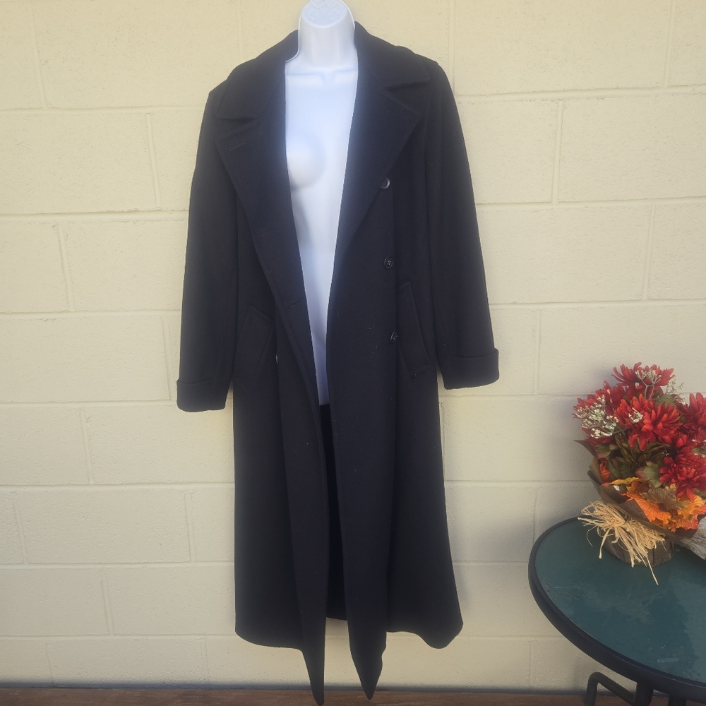 Larry Levine- Black- Maxi- Wool Coat- Size 10 - Picture 1 of 11